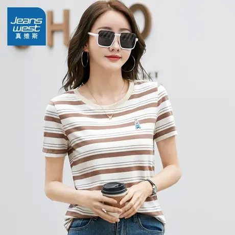 VO真维斯女装2025夏季新款 短袖圆领潮流时尚百搭修身显瘦T恤上衣图片