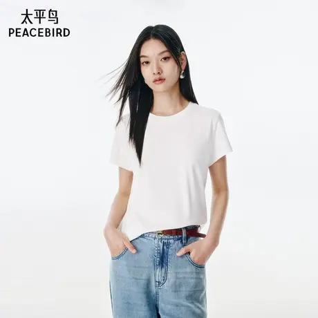 【商场同款】太平鸟女装2025年夏季新款白色T恤A1CNF241P图片