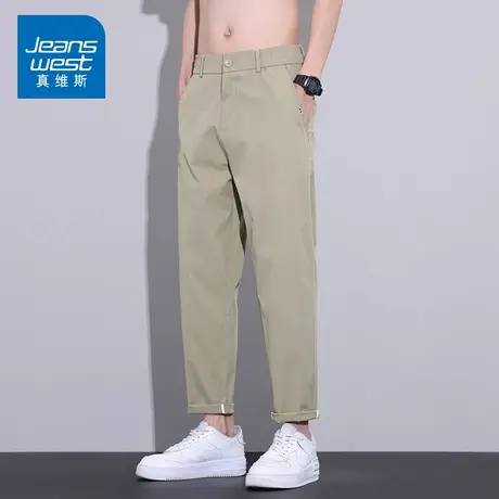 KZ真维斯卡其色男士休闲裤九分西裤西装直筒宽松男裤子春秋季男装图片