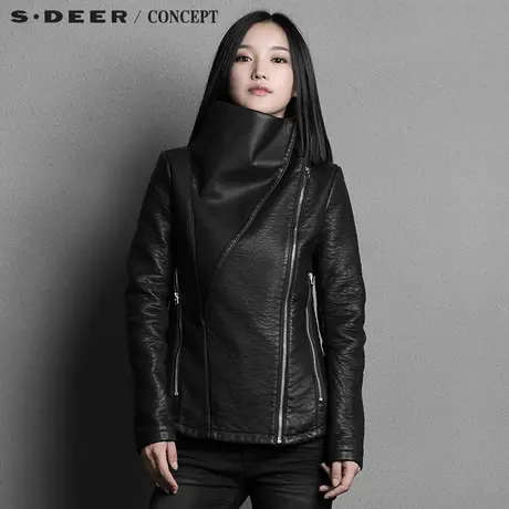 sdeer圣迪奥女装机车廓形帅气立领外套S15382293图片