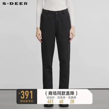 sdeer圣迪奥女装休闲插袋基本款直筒长裤S22480809图片