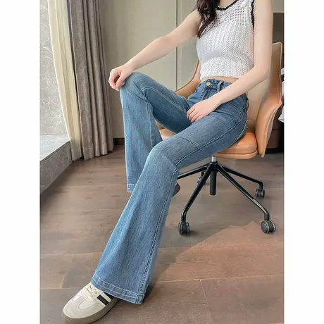 时尚气质牛仔裤2025年夏季新款女高腰显瘦通勤百搭修身喇叭长裤商品大图