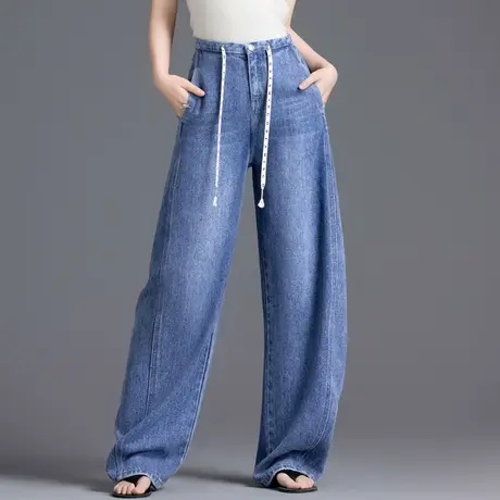 垂感弯刀牛仔裤女2025新款夏季薄款莱赛尔天丝裤子休闲宽松镰刀裤商品大图