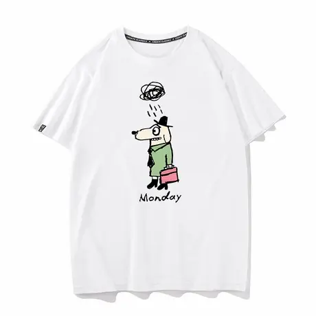 秀洛monday通勤打工狗狗周一忙的夏季短袖T恤男女衣服半袖打底衫商品大图