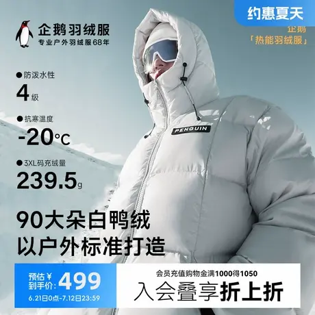 骆驼企鹅羽绒服男冬季2024新款连帽短款加厚保暖防风防水女款外套商品大图