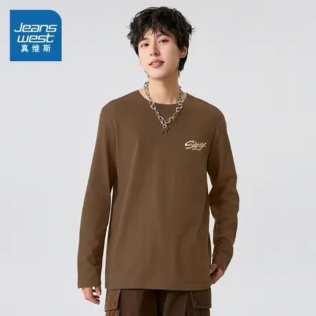 JR真维斯男女同款2025秋季新款 美式潮流休闲舒适220G纯棉长T图片