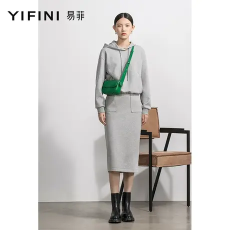 Yifini/易菲H型直筒中长款宽松半身裙女春秋新款休闲通勤裙子图片