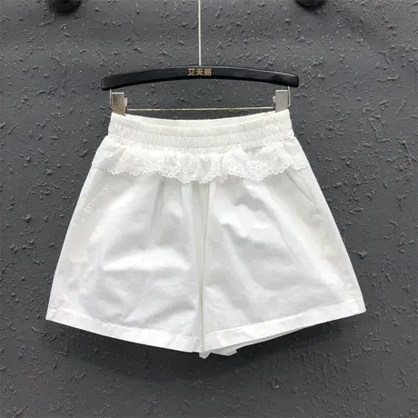 韩版蕾丝花边休闲短裤女士2025春夏新款宽松显瘦百搭A字阔腿裤潮图片