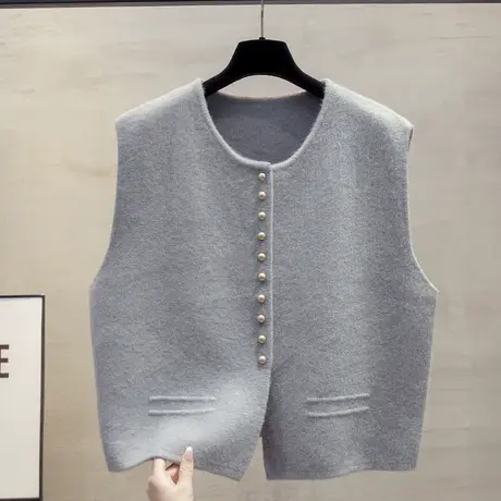 开衫圆领针织马甲背心女2025春秋新款宽松外穿马夹叠穿毛衣坎肩图片