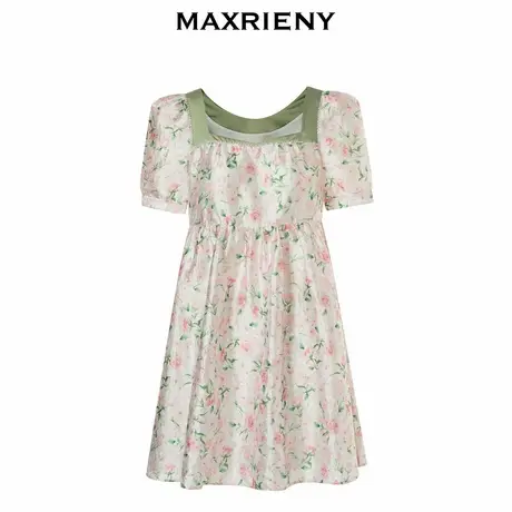 【奥莱】MAXRIENY连衣裙玫瑰印花系带蝴蝶结娃娃裙商品大图
