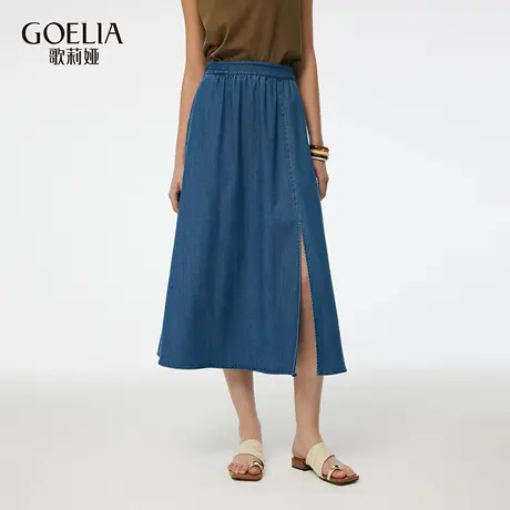 歌莉娅春季新品凉感弹力牛仔半裙1E3L2B570图片