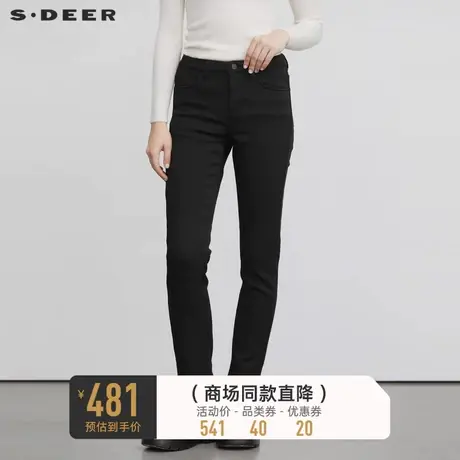 sdeer圣迪奥冬装女休闲插袋基本款直筒长裤休闲裤S22480805图片