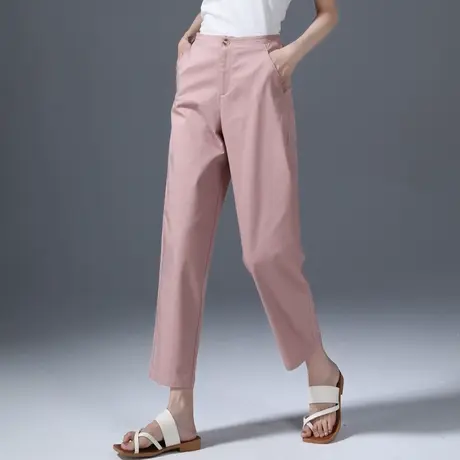 粉色莫代尔哈伦裤女夏镰刀裤子夏季薄款冰丝九分萝卜裤透气休闲裤商品大图