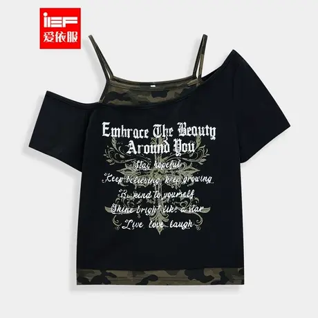 IEF/爱依服短袖2025夏季新款美式街头潮酷个性辣妹风通勤百搭上衣商品大图