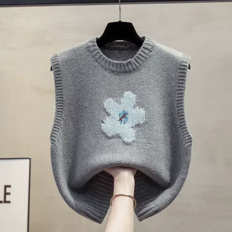 圆领针织马甲背心女2025春秋新款粗针短款外穿马夹叠穿毛衣坎肩潮商品大图