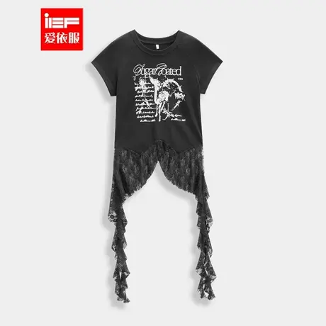 IEF/爱依服T恤2025夏季短款甜酷辣妹少女感新款字母时尚百搭上衣图片