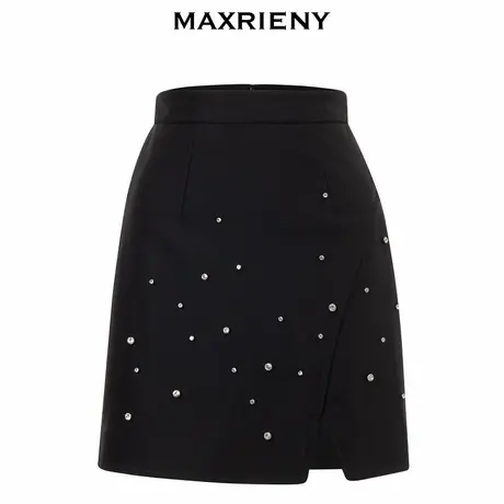 【奥莱】MAXRIENY高腰包臀短裙秋季复半身裙钉珠裙子图片