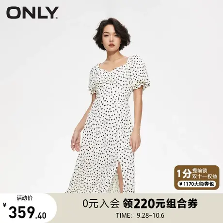 【买5免1】ONLY奥莱夏季新款气质满印A字方领泡泡袖长裙连衣裙女图片