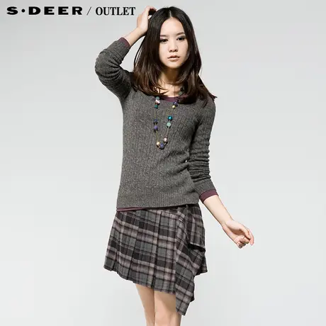 sdeer圣迪奥 专柜正品 女装扭花圆领毛衣0383534图片