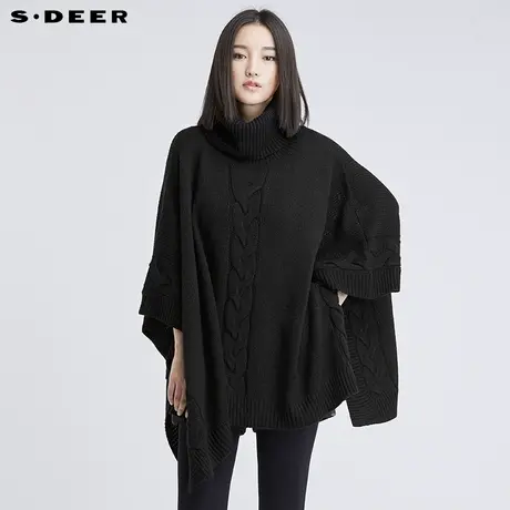 sdeer圣迪奥女装蝙蝠袖衫斗篷针织衫毛衣S16483580图片