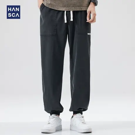 hansca莱赛尔天丝休闲裤男夏季薄款凉感宽松束脚大码弹力哈伦长裤图片