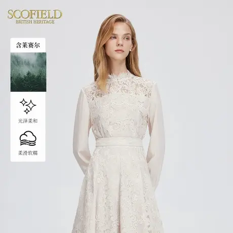 Scofield女装半高领知性优雅端庄镂空蕾丝拼接衬衫气质上衣秋季商品大图