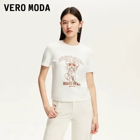 Vero Moda奥莱T恤女2025夏季新款含棉狗狗印花正肩可爱俏皮短袖商品大图