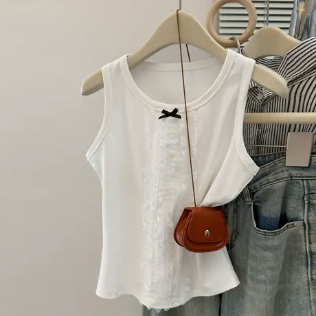 蕾丝蝴蝶结拼接背心吊带女夏季修身韩版内搭可外穿打底无袖上衣潮图片