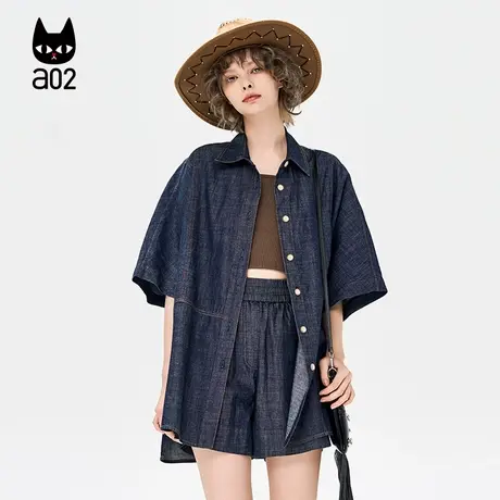a02【ET自然系列】宽松牛仔外套女2025新款夏季防晒衬衫通勤穿搭商品大图