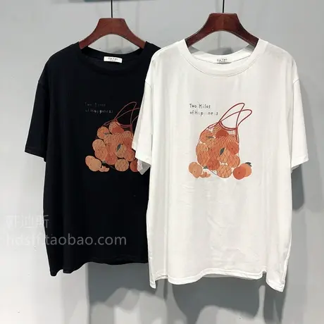 2025夏装 韩国东大门新款字母水果图案宽松显瘦慵懒风短袖T恤女潮商品大图