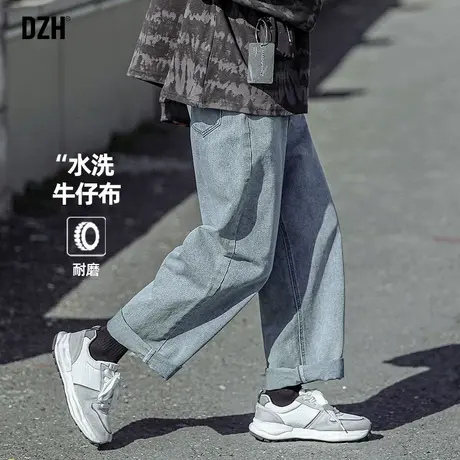 水洗阔腿牛仔裤男直筒宽松男款松弛感裤子男士2025新款老爹裤春季图片
