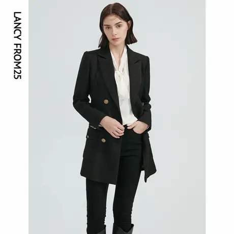 朗姿羊毛修身气质高级感黑色通勤职业西装外套秋新款西服女高级感商品大图