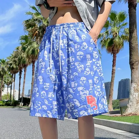 沙滩裤男夏季花短裤2025新款薄款速干五分裤宽松运动休闲裤大裤衩图片