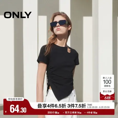 ONLY奥莱夏季简约休闲百搭不对称下摆正肩T恤女图片