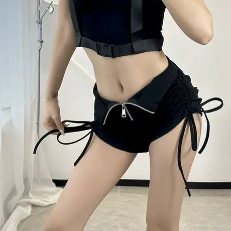 2025年夏季设计感个性侧边抽绳辣妹高腰短裤显瘦显腿长超短热裤女商品大图