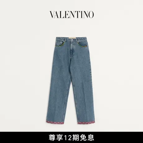 [早秋新品]华伦天奴VALENTINO男士印花边饰牛仔长裤图片