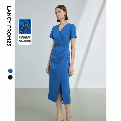 朗姿醋酸法式气质收腰设计感裙子女装2024年夏季新款高级感连衣裙商品大图