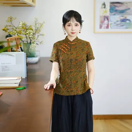 筠雅夏季新款唐装女中国风上衣收腰显瘦百搭质感新中式女装25J003图片