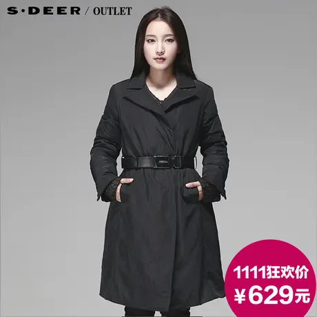 【新品】sdeer圣迪奥专柜正品女装冬斜襟系腰带女士羽绒服3482489图片