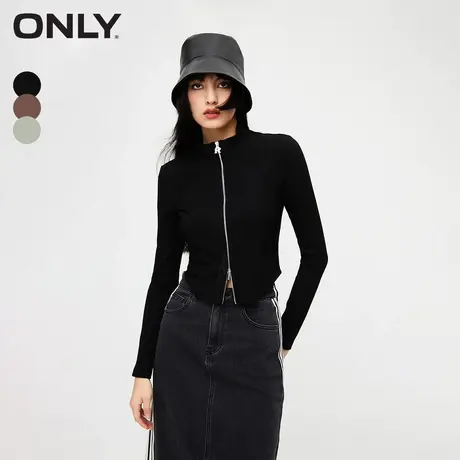 ONLY奥莱夏季简约休闲设计感修身立领长袖T恤女图片