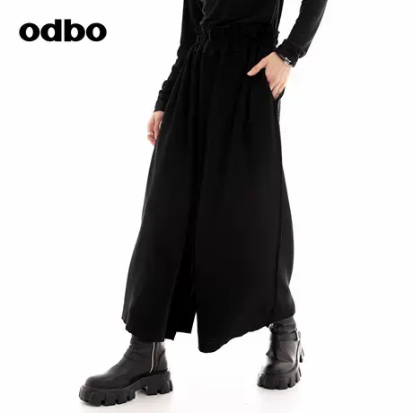 odbo/欧迪比欧时尚个性原创休闲裤子女2024秋季新款混纺阔腿裤商品大图