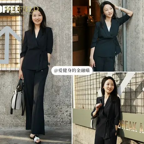 【大乐gogo严选】Scofield西装七分袖单扣斜门襟收腰外套薄款西服商品大图