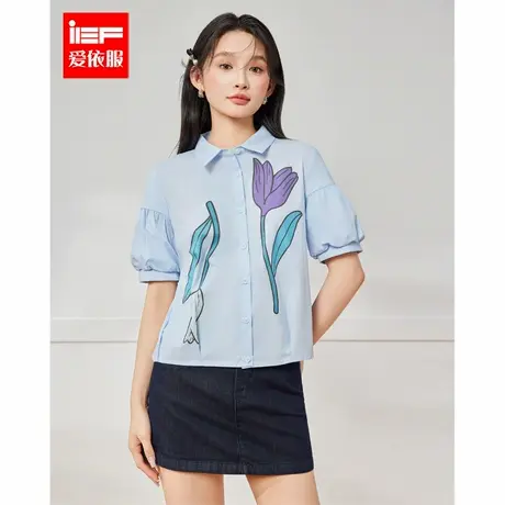 IEF/爱依服2025夏季新款通勤文艺时尚设计感纯色气质简约宽松衬衫图片
