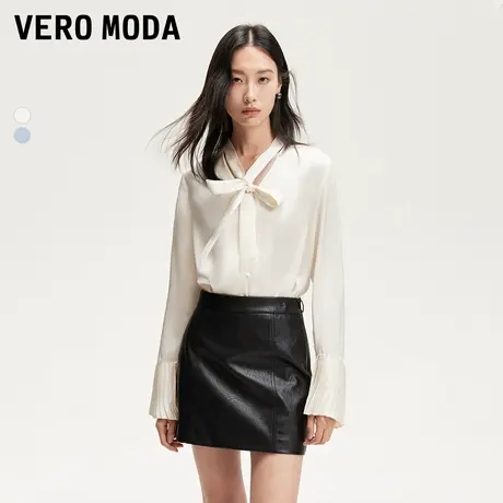 Vero Moda奥莱衬衫女2025夏季新款小众设计感飘带喇叭袖温柔上衣商品大图