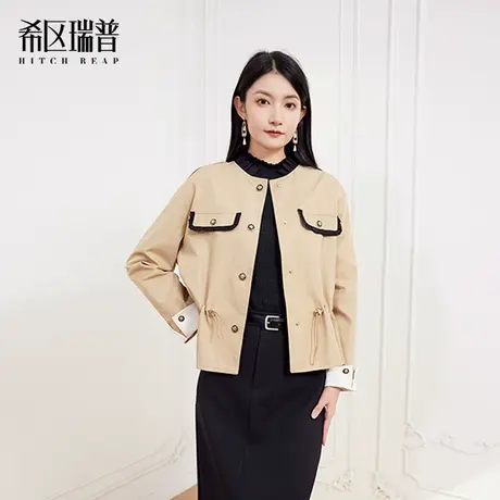 希区瑞普高级感法式小香风短外套女小个子上衣工装名媛撞色设计感商品大图