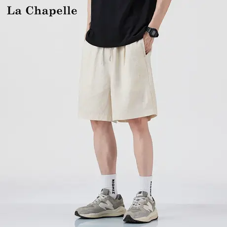 拉夏贝尔爆款高端亚麻短裤男士夏季宽松休闲运动裤凉感透气五分裤商品大图