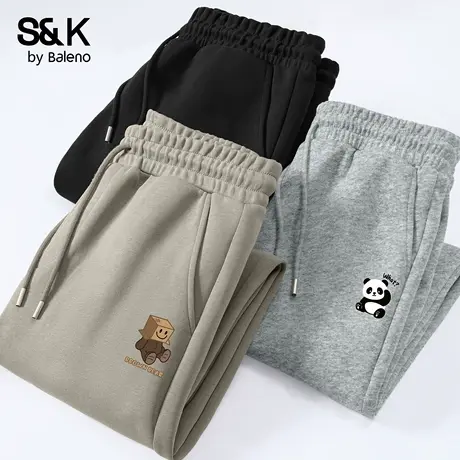 班尼路S&K男生裤子秋季美式重磅棉感休闲长裤宽松大码运动裤子男商品大图