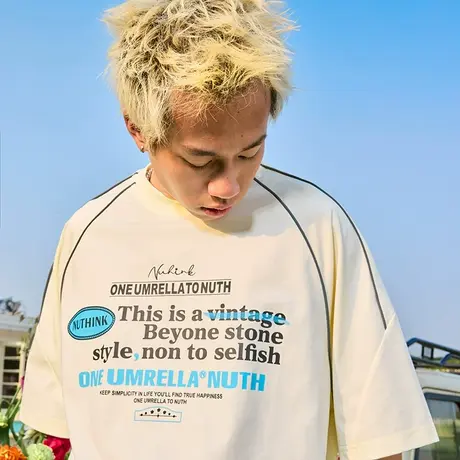 Nuthink索罗娜凉感短袖T恤美式复古印花字母半袖男女2025夏季新款图片