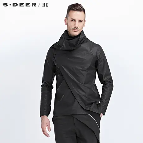 sdeerhe圣迪奥男装个性时尚顺滑光泽斜襟高领纯色上衣H15370560图片