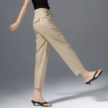 高腰哈伦裤女夏新款小个子裤子冰丝萝卜裤老爹宽松九分天丝休闲裤商品大图